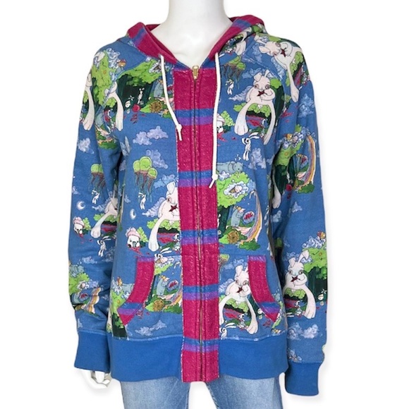 Ralik Tops - Ralik Acid Trip Print Zip Hoodie - sz XL